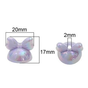 Iridescent acrylic bow hat bead with dimensions 20mm by 17mm and 2mm hole