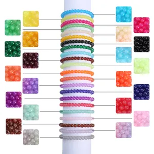 Collection of colorful jelly glass beads for DIY jewelry making and bracelet sets