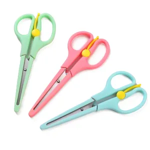 Juego de tres tijeras de seguridad DIY de 14 cm de colores para el hogar y manualidades