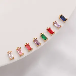 Mehrfarbige rechteckige Zirkonia-Anhänger mit 14K Goldbeschichtung für Schmuck.