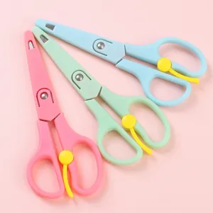 Tijeras de Bricolage Domésticas Multiusos de Acero Inoxidable Cortahilos Herramienta de Manualidades con Cubierta Protectora Colores Caramelo