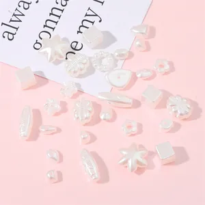 Cream White ABS Artificial Pearl Loose Beads Shaped Flower Disc Spacer Beads Craft Handmade DIY Bracelet Earring Jewelry Making Accessories