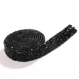 Nastro di strass neri autoadesivi per decorazioni fai da te per abiti da sposa e accessori