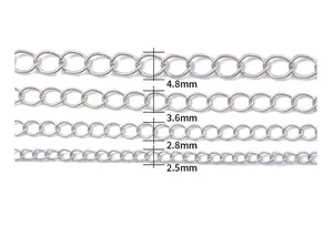 Various sizes of silver iron extender chains for DIY necklace and bracelet crafting projects