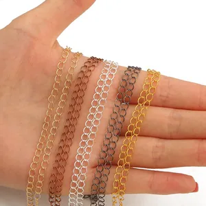 High-quality multicolored iron extension chains for DIY jewelry making shown on a palm