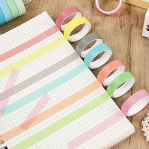 Set of colorful solid washi tapes for creative DIY journaling and stationery decoration