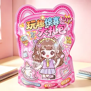 Kit Sac Surprise Papeterie Rose Dessin Animé Fille DIY Matériel Journal Carnet Autocollant Stylo Cadeau Étudiant