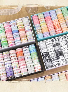 Variety set of 60 colorful decorative washi tape rolls in gift boxes for DIY scrapbooking