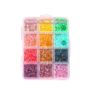 Set di perle da stirare da 2,6mm in 12 colori in scatola trasparente per fai-da-te