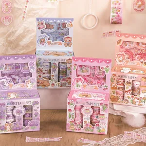 Cartoon Animals Washi Tape Sticker Decorative DIY Journaling Scrapbooking Accessory Kawaii Floral Paper Stickers Gift