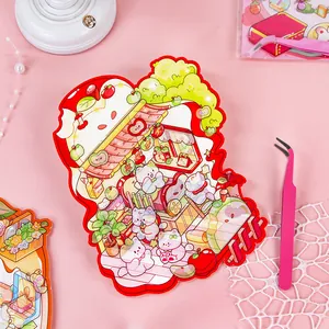Cute 3D apple-themed micro scenery sticker set for DIY handbook decoration
