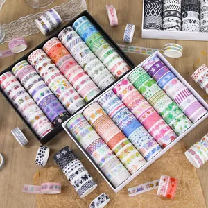 Assorted Washi Tape Gift Box Multi Patterns Cartoon Grid Floral Decorative Adhesive Tape For Scrapbooking DIY Arts Crafts Journaling Supplies