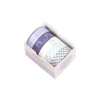 Set van 5 pastel washi-tapes voor bullet journaling en creatieve DIY scrapbooking-projecten