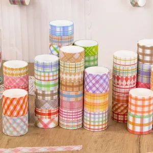 60 rolls set of colorful plaid washi tape for journaling and DIY crafts decoration