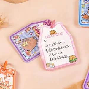 Cute pink cartoon capybara mini portable ring-bound memo pad for students and gifts