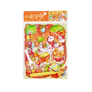 Creative 3D miniature scene sticker set with cute hamster theme and yellow tweezers DIY kit