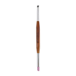 Professional dual-ended nail quartz grinding pen and brush with natural wood handle