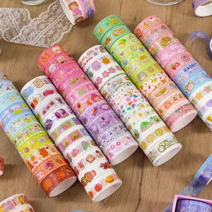 60 rolls colorful cartoon washi tape set for DIY scrapbooking, journaling and planners
