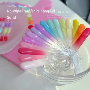Kit de gel de transferencia para uñas sólido sin limpieza de 16 colores profesional