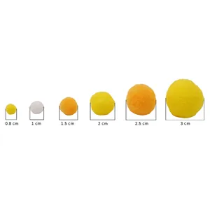 Assorted colorful polyester pom poms for DIY crafts available in sizes 0.8cm to 3cm