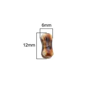 Hand-painted ceramic bone-shaped bead, 12mm x 6mm for DIY jewelry making