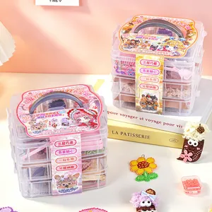 Kreatives DIY Lagige Aufbewahrungsbox Set Bügelperlen Handgefertigte Bohnenschoten Puppe Bastelmaterial Set Mädchen Spielzeug