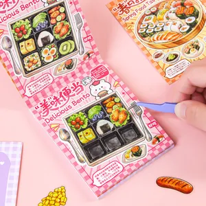 Cute food themed sticker book for scrapbooking featuring bento and sushi designs