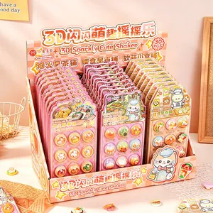 3D Sparkly Shaker Resin Stickers Cute Food Animal Pattern Acrylic Decals For Journaling Phone Case DIY Decoration