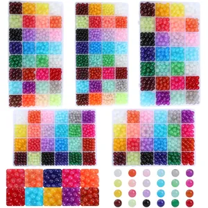 Colorful DIY glass bead kit with 24-compartment storage boxes for jewelry making