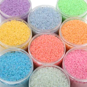 Assorted colorful luminous glass non-porous bubble beads in jars for DIY resin crafts