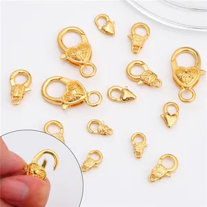 Chiusure a moschettone a cuore placcate oro 18K per la creazione di gioielli fai da te