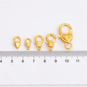 Set di chiusure a moschettone a cuore placcate in oro 18K per gioielli DIY