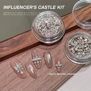 Luxe DIY nagelkunst pakket met hoogwaardige zirkoon en kristallen in kasteelstijl