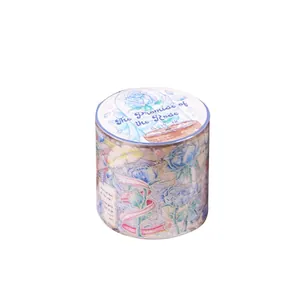 Watercolor blue rose PET tape roll for scrapbooking and decorative journaling