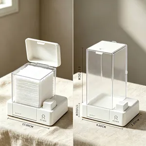 Automatic cotton pad dispenser box with transparent acrylic cover and precise dimensions