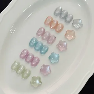 Glinsterende bubble cat eye nagelgel set met veelzijdige zachte kleuren en sterren