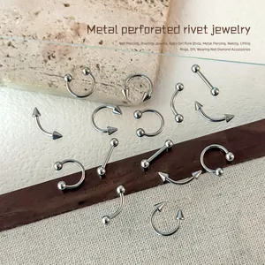 Punk style 304 stainless steel nail piercing jewelry rivets for DIY metal nail art designs