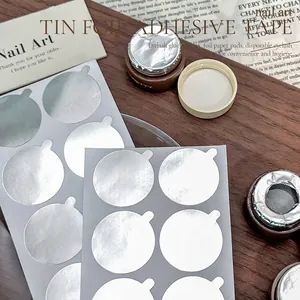 Professional silver aluminum foil sealing stickers for nail gel jars with pull tabs