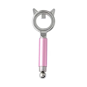 Double-headed cat eye nail magnet tool with cute cat ear ring and pink handle