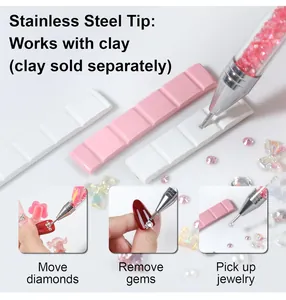 Vista dettagliata della penna nail art con punta in acciaio inox per gemme