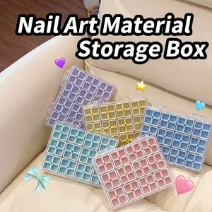 Transparante Plastic Nagelkunst Materiaal Opbergdoos Macaron Kleur Multi-Vak Sieraden Kralen Organizer Koffer Met Deksel