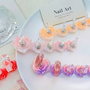 Aurora Hart Roos Nagelkunst Oefenbasis Magnetische Nageldisplay Standaard Hars Parelmoer Draagbare Nagelhouder Set