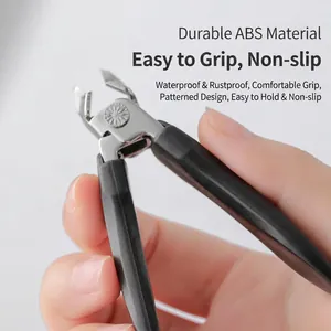 Durable angled nail nippers with ergonomic non-slip ABS handle for thick toenails