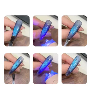 Tutorial gel 3D effetto gocce d'acqua per nail art occhio di gatto blu.