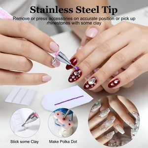 Strumento professionale per dotting nail art a doppia punta con punta in acciaio e argilla