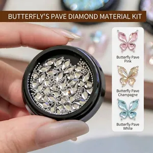 K9 Kristallen Vlinder Nagelkunst Strass Kit Gemengde 3D Glitter Horse Eye Hart Nageldecoraties Met Stalen Kralen Voor DIY