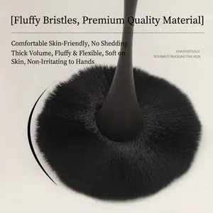 Minimalist black large nail dust brush with ultra soft fluffy bristles and wasp waist handle