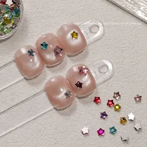 Glinsterende kleurrijke K9 kristallen ster nail art steentjes met platte rug
