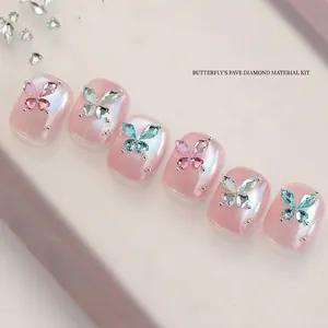 Professionele K9 kristallen vlinder nail art decoratie set met iriserende steentjes