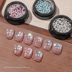 Glinsterende K9 vlinder nagelstrass kit met kleurrijke kristal zirkoon versieringen